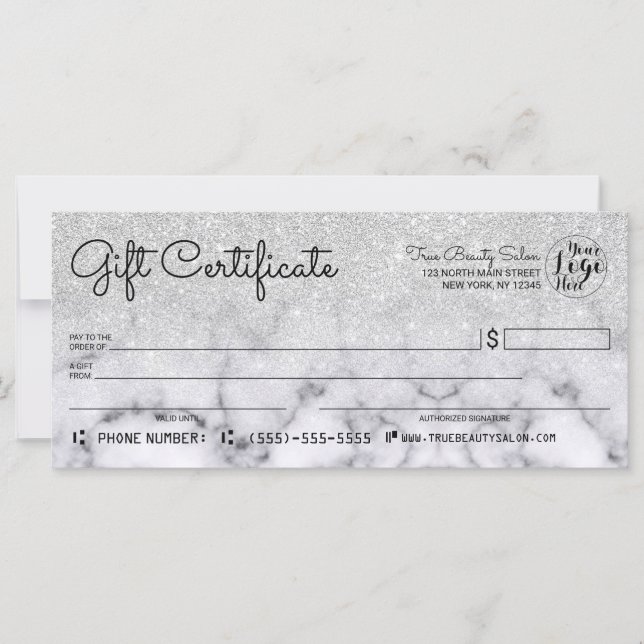 Geschenkgutschein für den Silver Glitzer Marble Ka (Vorderseite)