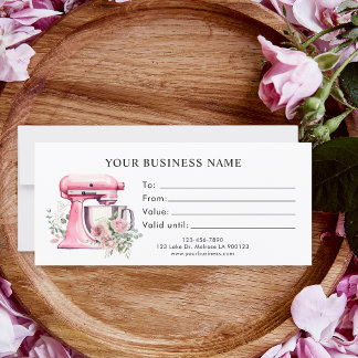 Geschenkgutschein für die Bäckerei in Rosa Blumenb