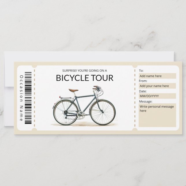 Geschenkgutschein für die bearbeitbare Fahrradtour Einladung (Vorderseite)