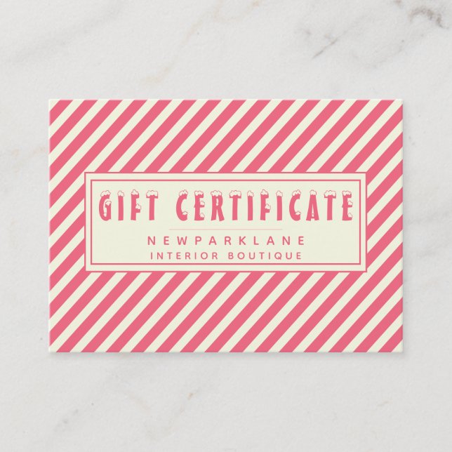 Geschenkgutschein für die rosafarbene Kanüle Visitenkarte (Vorderseite)