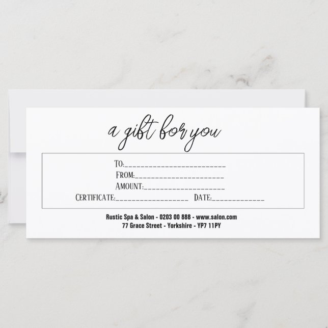 Geschenkgutschein für elegante Handschriften (Vorderseite)