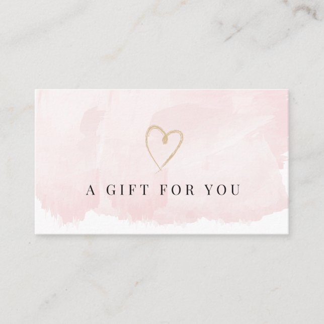 Geschenkgutschein für elegante Rosa Wasserfarben Visitenkarte (Vorderseite)