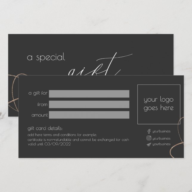 Geschenkgutschein für Gold und Black Business (Vorne/Hinten)