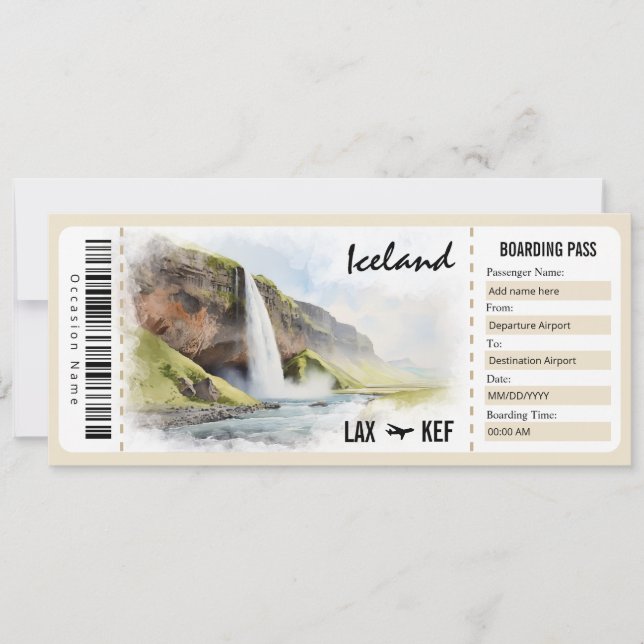 Geschenkgutschein für Island-Boarding Einladung (Vorderseite)