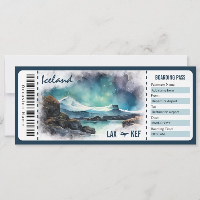 Geschenkgutschein für Island-Boarding in Einladung (Vorderseite)