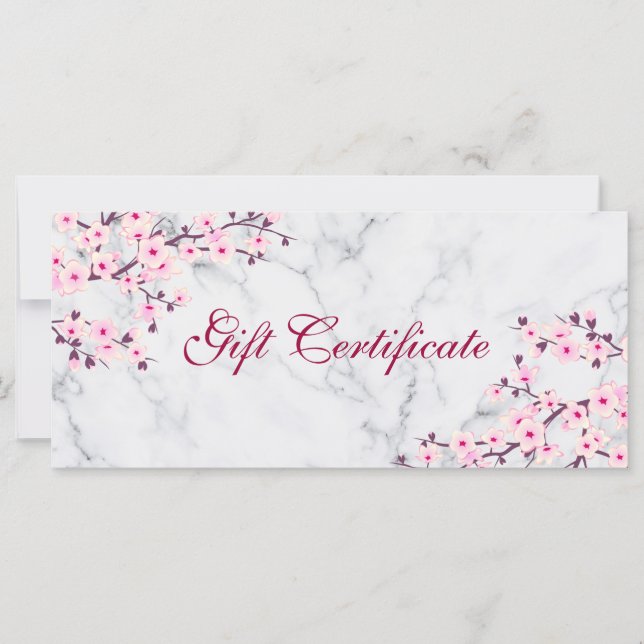 Geschenkgutschein für Kirschblüten Rosa graue Marm (Vorderseite)