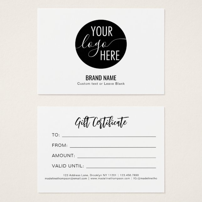 Geschenkgutschein für Minimalistische Logos (Vorne & Hinten)