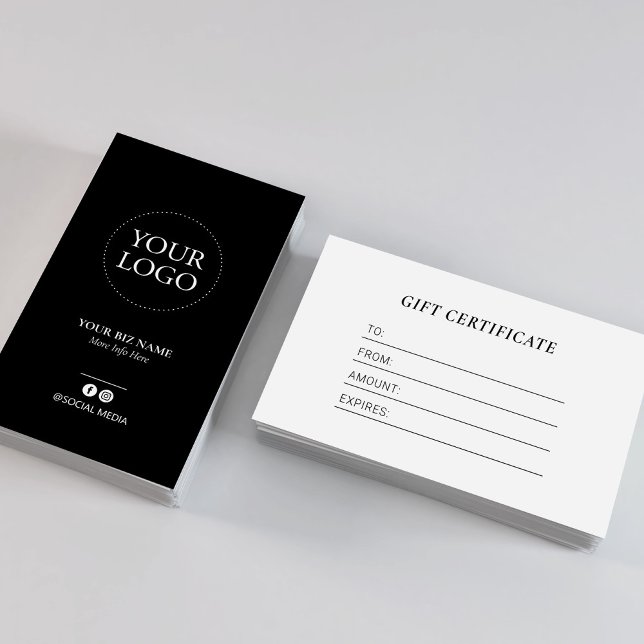 Geschenkgutschein für moderne Schwarze Unternehmen Visitenkarte (Von Creator hochgeladen)