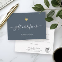 Geschenkgutschein für moderne Script-Gold-Herz-Log