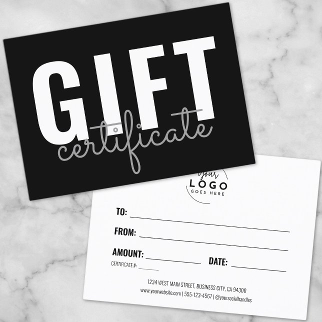 Geschenkgutschein für moderne Skriptlogos Visitenkarte (Modern Script Logo Business Gift Certificate)