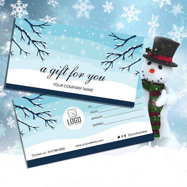 Geschenkgutschein für moderne Winterschnee (Modern Winter Snow Gift Certificate #Restaurantgiftcertificategreek#newyear #christmas #coldstyle)