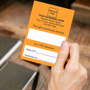 Geschenkgutschein für Orangenfarben Begleitkarte