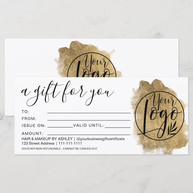 Geschenkgutschein für Pinselstrich aus Gold (Vorne/Hinten)