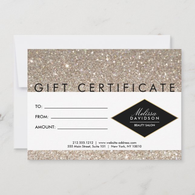 Geschenkgutschein für Platin-Glitzer und Glamour (Vorderseite)