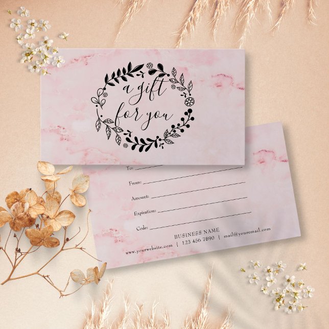 Geschenkgutschein für Rosa Marmor (Pink Marble Woodland Garland Gift Certificate)