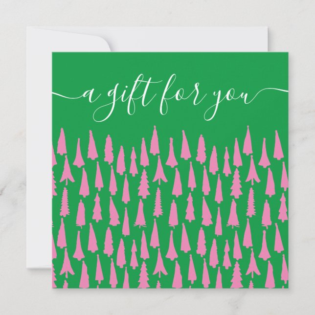 Geschenkgutschein für Rosa und Grüne Weihnachtsbau (Vorderseite)
