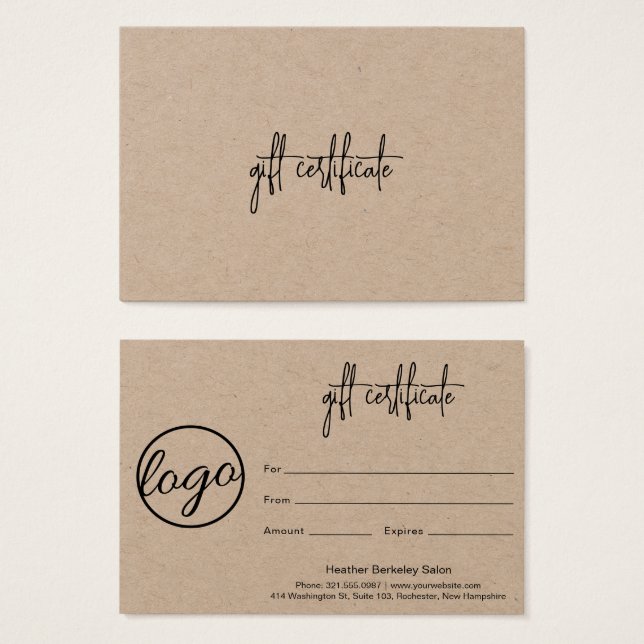 Geschenkgutschein für Rustikal-Business-Logos (Vorne & Hinten)