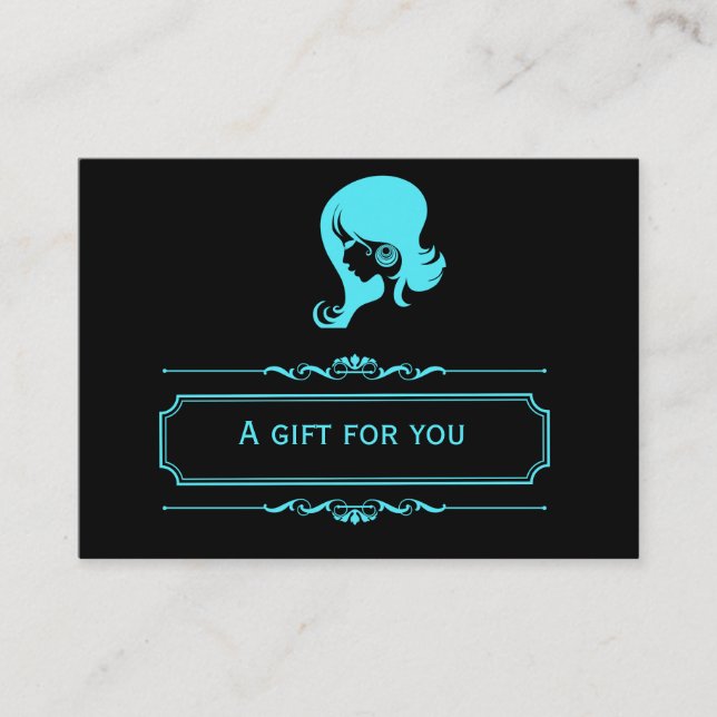 Geschenkgutschein für Salon (Turquiose) Rabattkarte (Vorderseite)