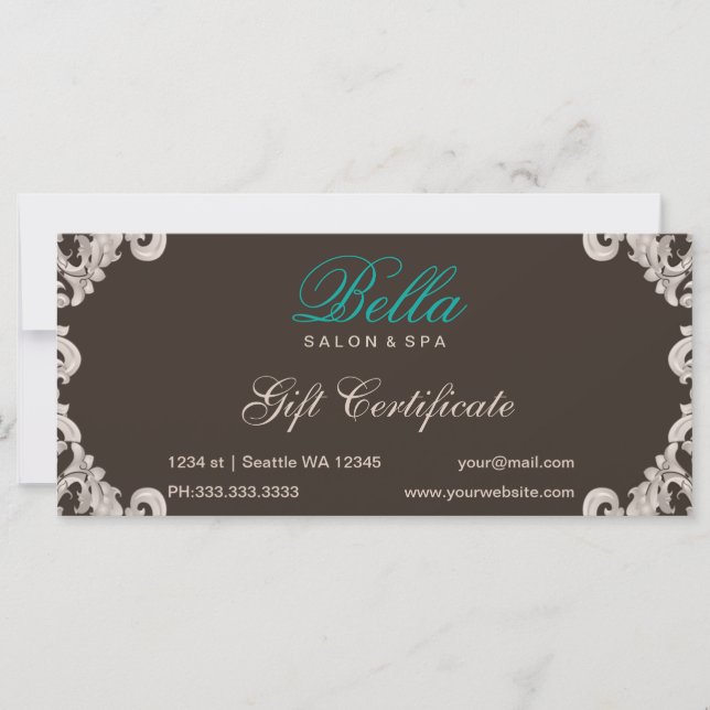 Geschenkgutschein für Salon und Wellness-Center (Vorderseite)