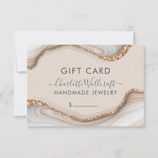 Geschenkgutschein für Schmuck Pink Gold Glitzer (Vorderseite)