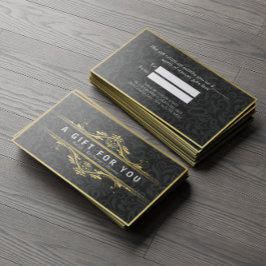 Geschenkgutschein für schwarze und goldene Blumend Rabattkarte