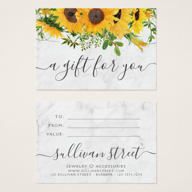 Geschenkgutschein für Sonnenblumen (Vorne & Hinten)