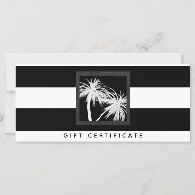Geschenkgutschein für tropische Palmen aus Schwarz (Vorderseite)
