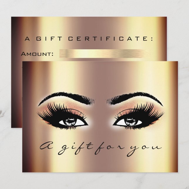 Geschenkgutschein Gold Blush Lash Schönheitscreme Einladung (Vorne/Hinten)