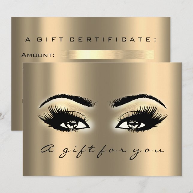 Geschenkgutschein Gold Lashes Schönheitsmittel Einladung (Vorne/Hinten)