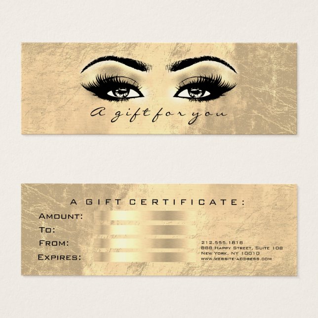 Geschenkgutschein Gold Leder Lashes Makeup Artist (Vorne & Hinten)
