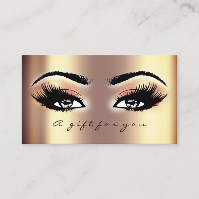 Geschenkgutschein Gold Rose Korallenstriche Makeup Rabattkarte (Vorderseite)