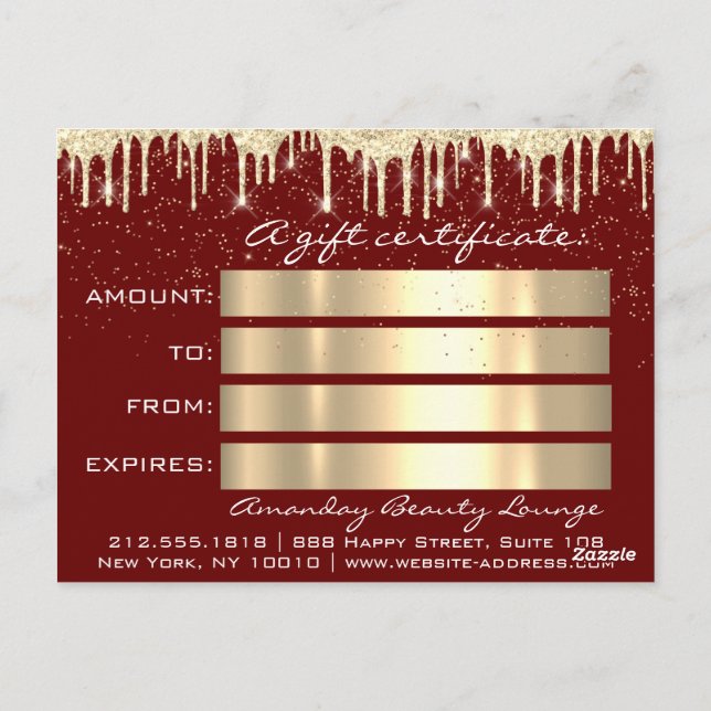 Geschenkgutschein Gold Tropfen Feiertage Weihnacht Postkarte (Rückseite)