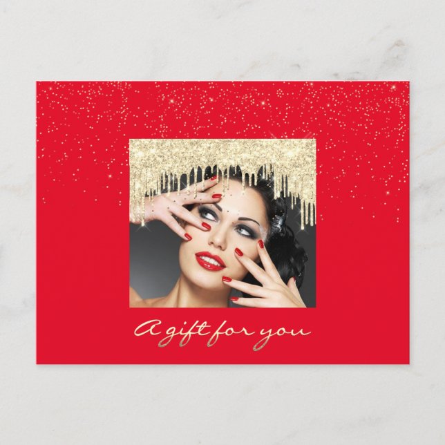 Geschenkgutschein Gold Tropfen Holidays Confetti R Postkarte (Vorderseite)