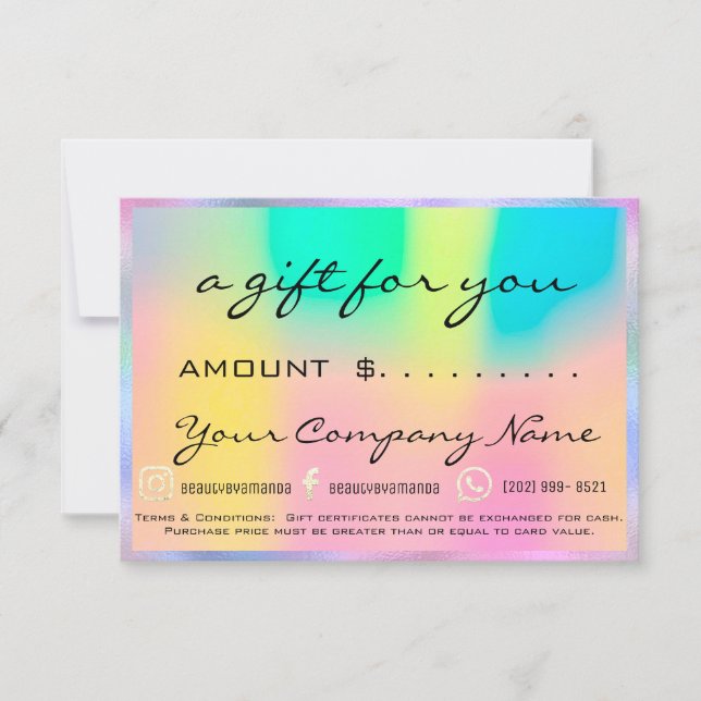 Geschenkgutschein Holograph Unicorn (Vorderseite)