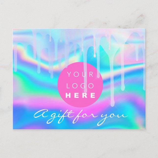 Geschenkgutschein-Holograph Unicorn-Regenbogen-Log Postkarte (Vorderseite)