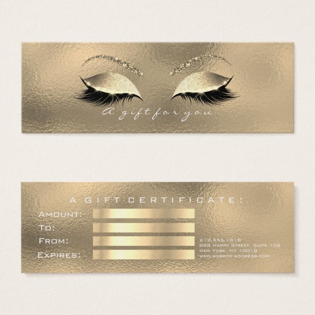 Geschenkgutschein Imitate Gold Lashes Makeup (Vorne & Hinten)
