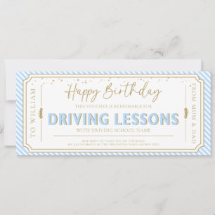 Geschenkgutschein Karte für Fahrstunden zum Geburt