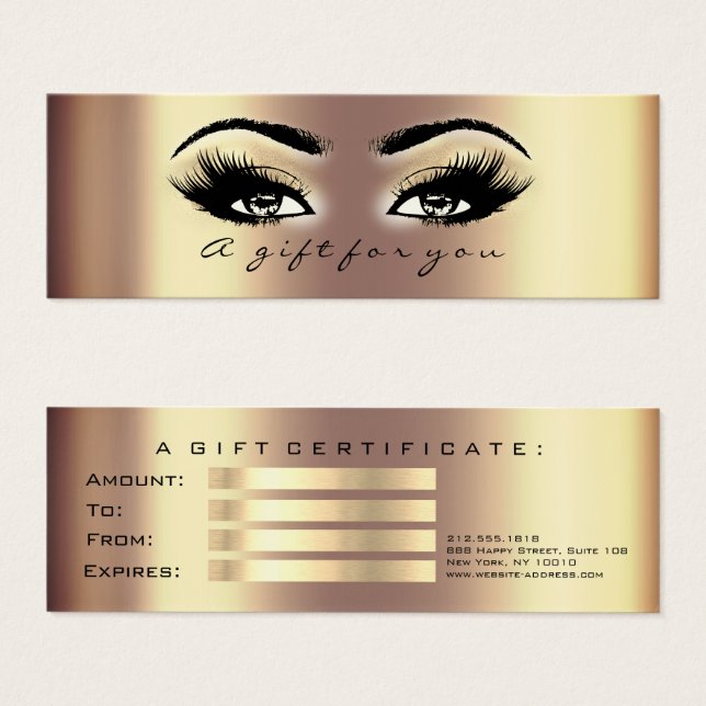 Geschenkgutschein Kleine Bronze Gold Lashes Makeup (Vorne & Hinten)