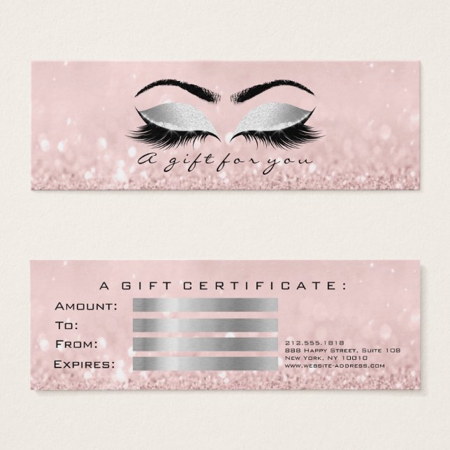 Geschenkgutschein Kleine rosa Lashes (Vorne & Hinten)