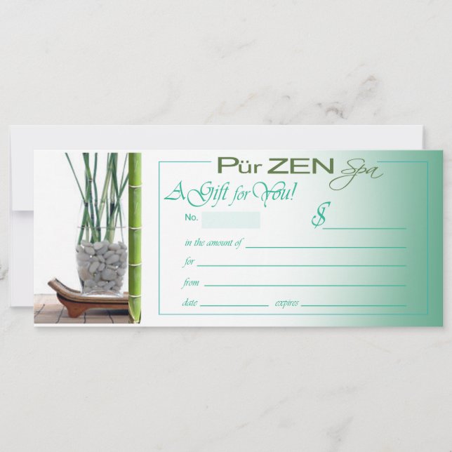 Geschenkgutschein Pur Zen (aqua) (Vorderseite)