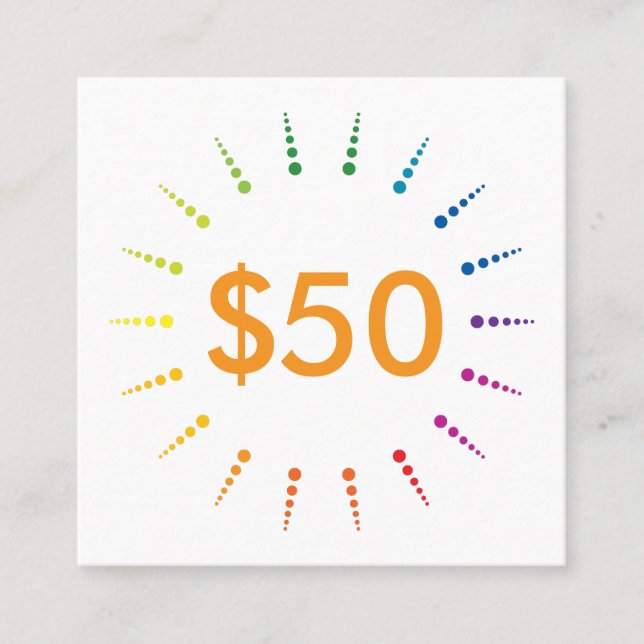 Geschenkgutschein RegenbogenBurst Rabattkarte (Vorderseite)