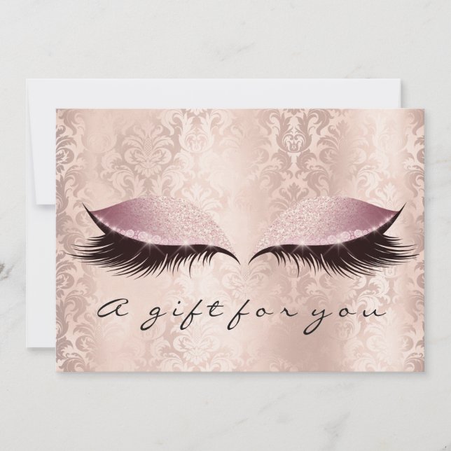 Geschenkgutschein Rosa Damask Lashes Schönheitsmit (Vorderseite)