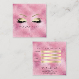 Geschenkgutschein Rosa Glitzer Goldstriche Makeup Rabattkarte