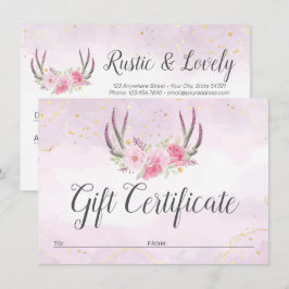 Geschenkgutschein Rosa Gold Antlers Chic Card Einladung
