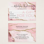 Geschenkgutschein Rosa Gold Glitzer Agate<br><div class="desc">Blush Pink Gold Glitter Sparkle Marble Agate Business Giftcertificate</div>