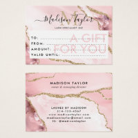 Geschenkgutschein Rosa Gold Glitzer Agate