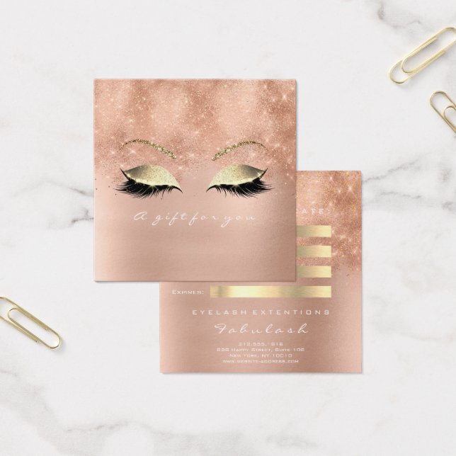 Geschenkgutschein Rose Glitzer Gold Lashes Makeup  (Büro)