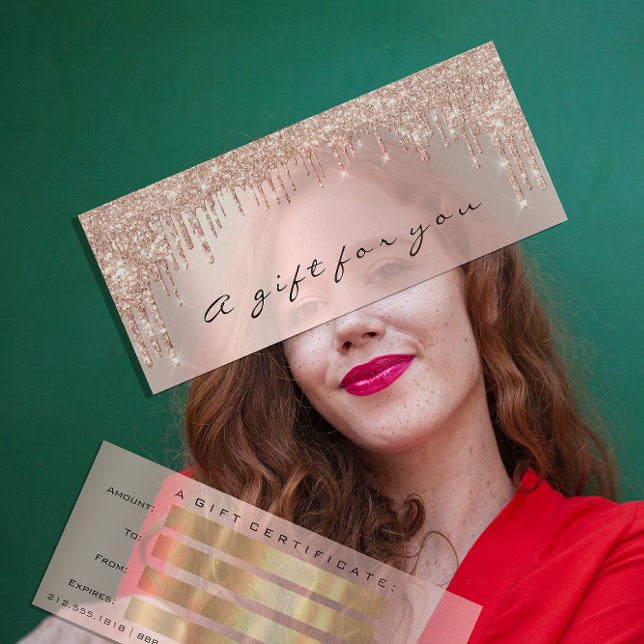 Geschenkgutschein Rose Gold Makeup Haarbindeln Las Einladung (Gift Certificate Rose Gold Makeup Hair Nails Lash Invitation)