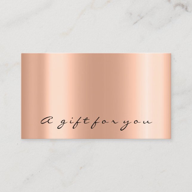 Geschenkgutschein Rose Gold Metal Elegante Mindest Visitenkarte (Vorderseite)