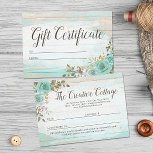 Geschenkgutschein Rustic Holz Shabby Floral Card Einladung